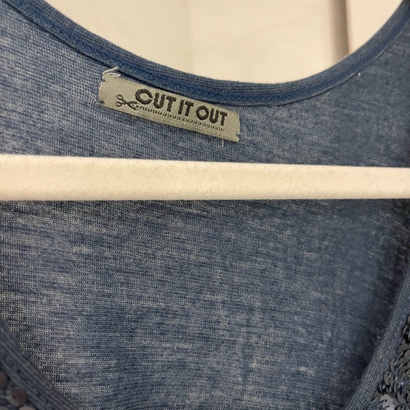 Fitted navy blue sequence tank top from Venice, Italy. Worn once. - Picture 3 of 5